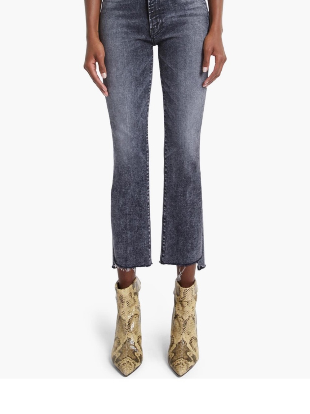 MOTHER Insider Crop Step Fray Jeans Train Stops Gray | Size 26